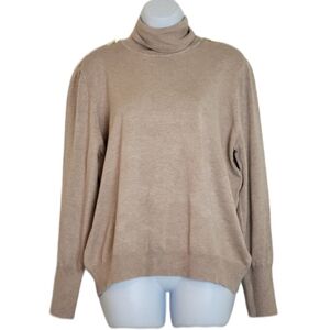 Joseph A. Mocha Heather Zip Shoulder Turtleneck Sweater Size XXL NWT